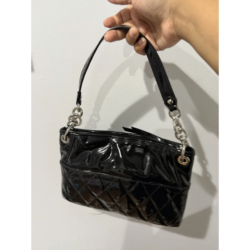 Coach Black Patent Leather Poppy  Shoulder Bag 18673 Purse Y2K F